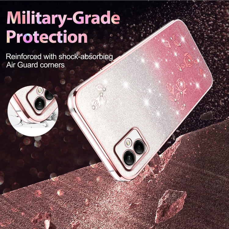 For Samsung Galaxy A05 Gradient Glitter Flower All-inclusive Phone Case