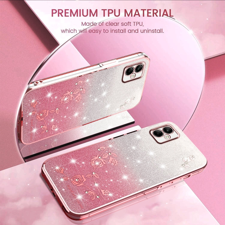 For Samsung Galaxy A05 Gradient Glitter Flower All-inclusive Phone Case