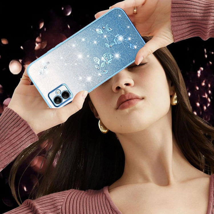 For Samsung Galaxy A05 Gradient Glitter Flower All-inclusive Phone Case
