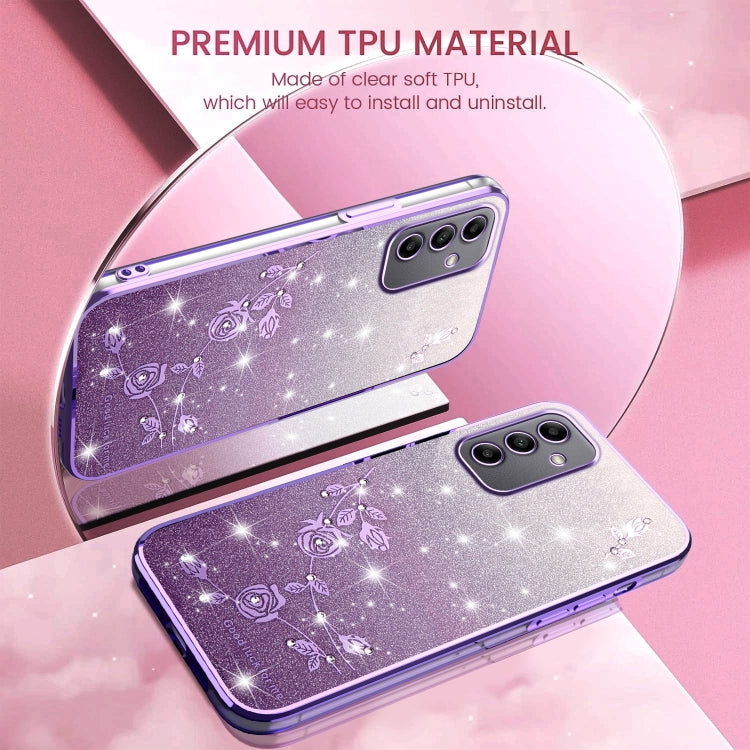 For Samsung Galaxy A05s Gradient Glitter Flower All-inclusive Phone Case
