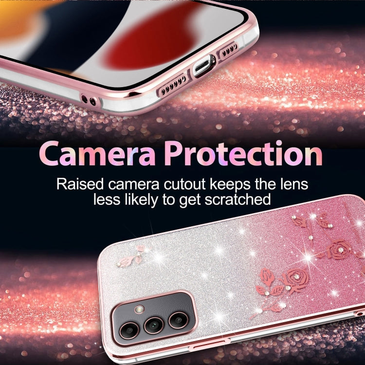 For Samsung Galaxy A05s Gradient Glitter Flower All-inclusive Phone Case