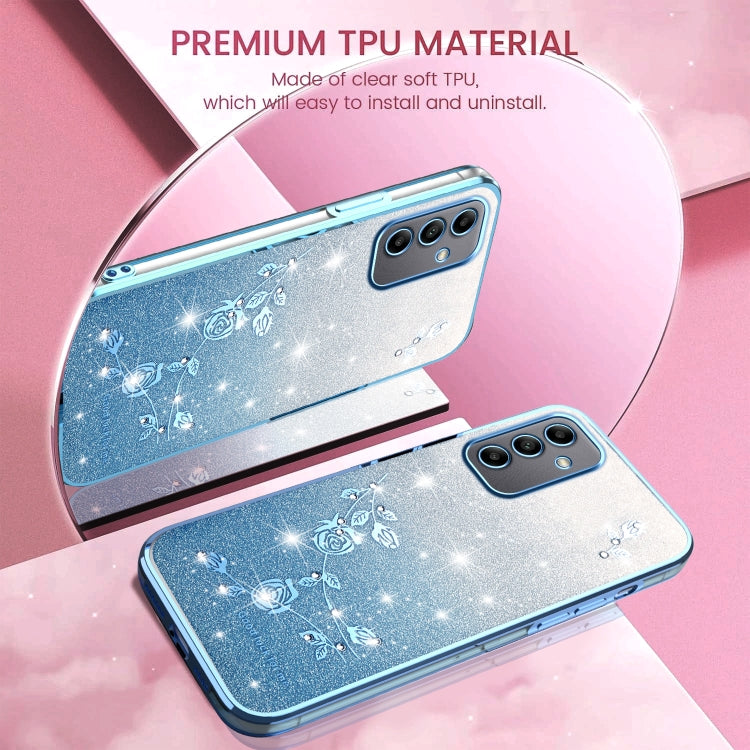 For Samsung Galaxy A05s Gradient Glitter Flower All-inclusive Phone Case