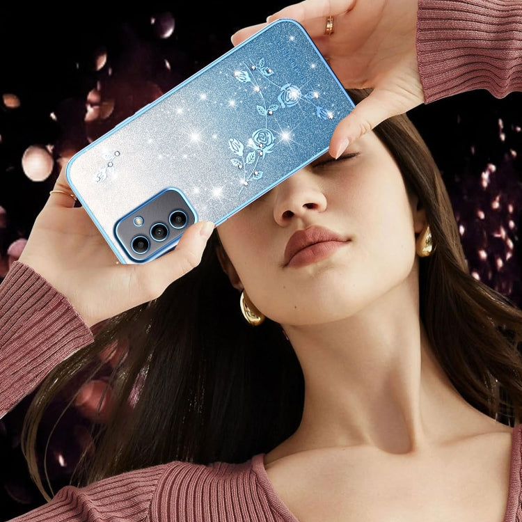 For Samsung Galaxy A05s Gradient Glitter Flower All-inclusive Phone Case