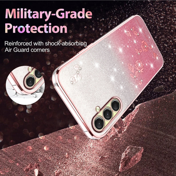 For Samsung Galaxy A16 5G Gradient Glitter Flower All-inclusive Phone Case
