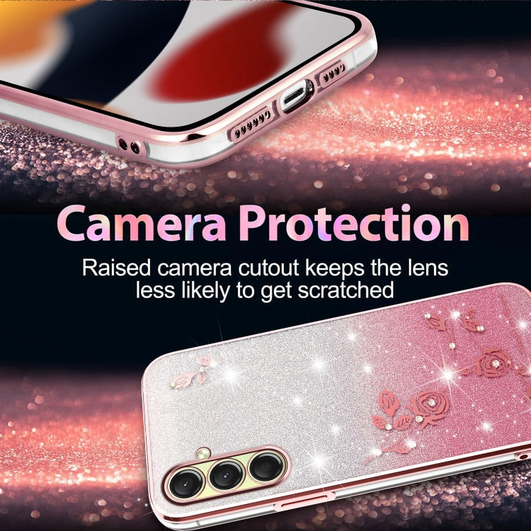 For Samsung Galaxy A16 5G Gradient Glitter Flower All-inclusive Phone Case