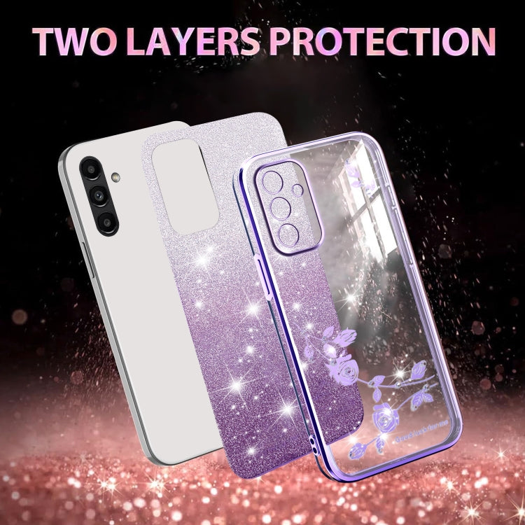 For Samsung Galaxy A15 Gradient Glitter Flower All-inclusive Phone Case