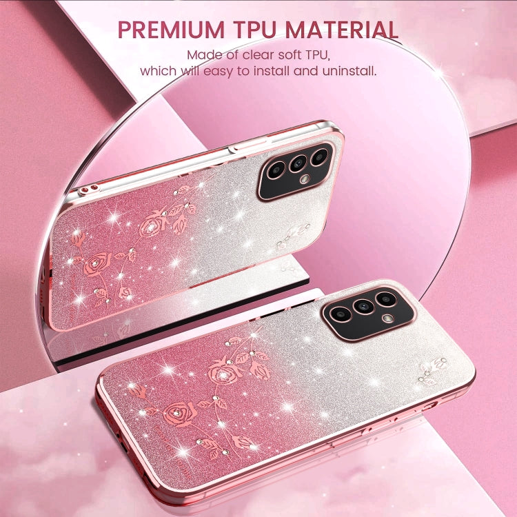 For Samsung Galaxy A15 Gradient Glitter Flower All-inclusive Phone Case