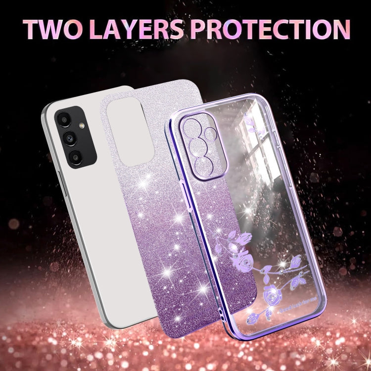 For Samsung Galaxy A13 5G Gradient Glitter Flower All-inclusive Phone Case