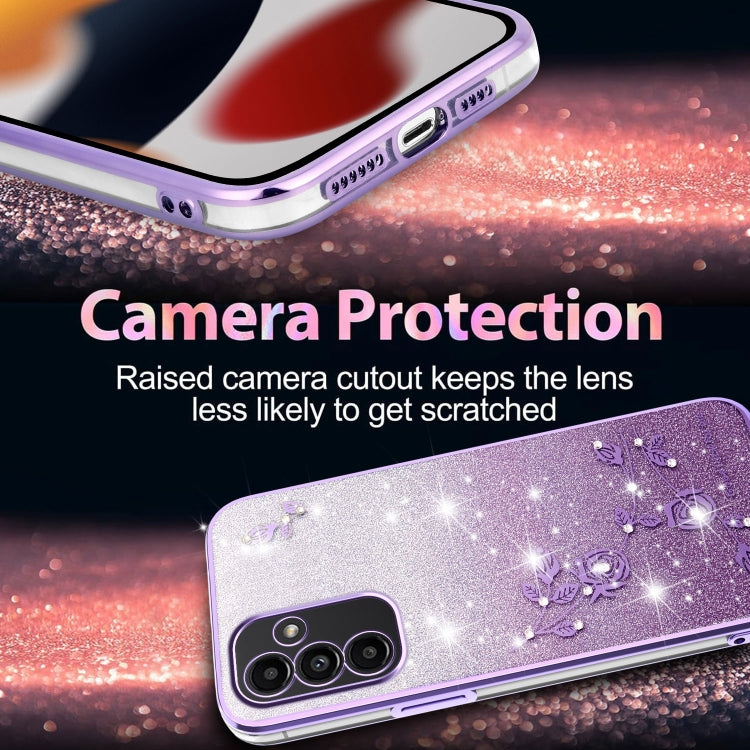For Samsung Galaxy A13 5G Gradient Glitter Flower All-inclusive Phone Case