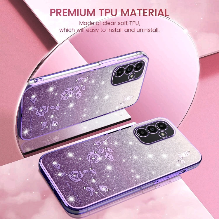 For Samsung Galaxy A13 5G Gradient Glitter Flower All-inclusive Phone Case
