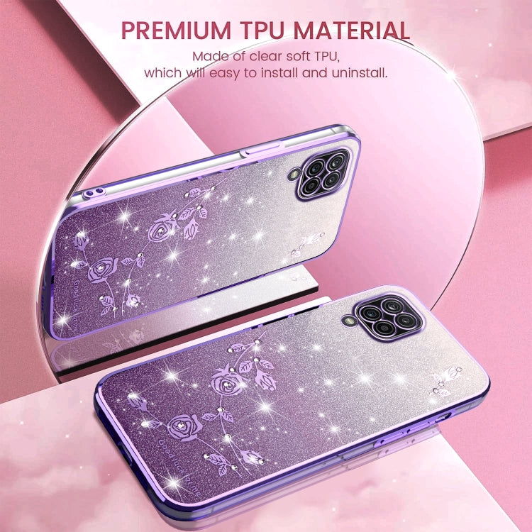 For Samsung Galaxy A12 Gradient Glitter Flower All-inclusive Phone Case