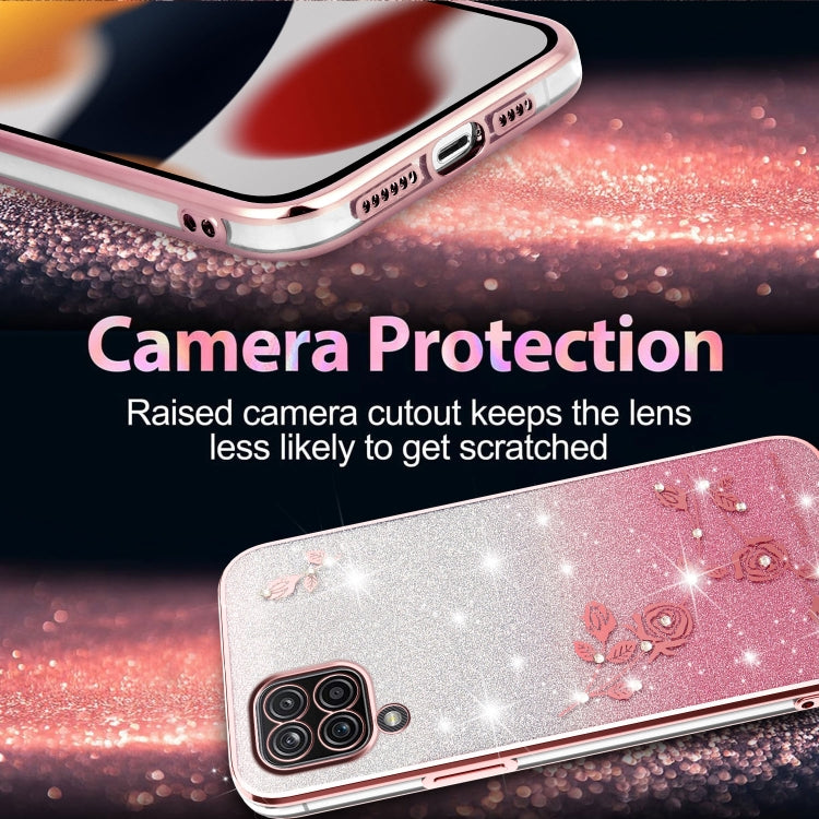 For Samsung Galaxy A12 Gradient Glitter Flower All-inclusive Phone Case