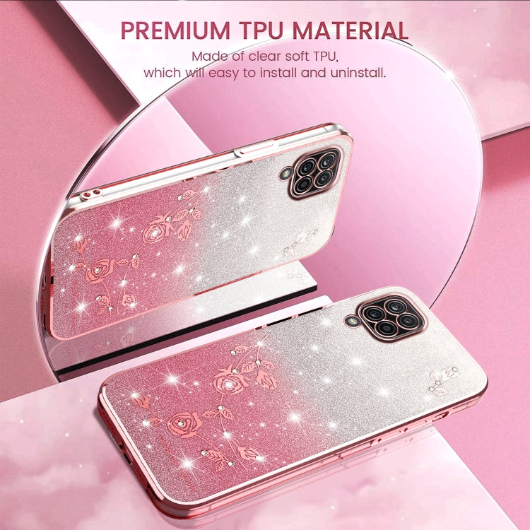 For Samsung Galaxy A12 Gradient Glitter Flower All-inclusive Phone Case