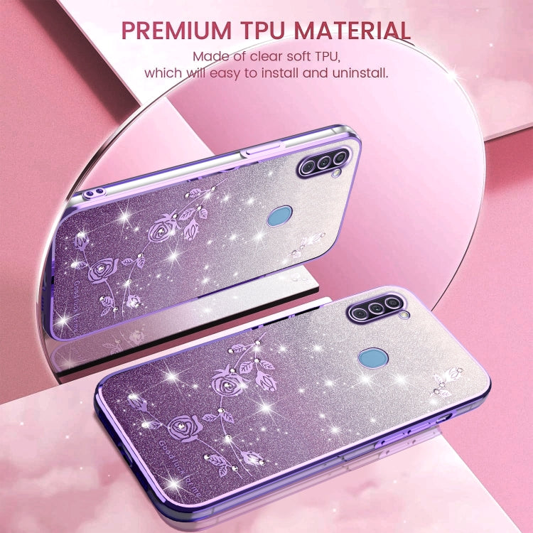 For Samsung Galaxy A11 Gradient Glitter Flower All-inclusive Phone Case