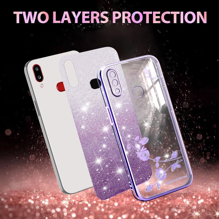 For Samsung Galaxy A10s Gradient Glitter Flower All-inclusive Phone Case