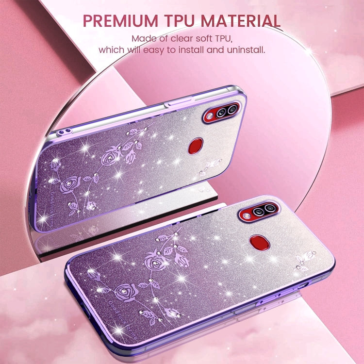 For Samsung Galaxy A10s Gradient Glitter Flower All-inclusive Phone Case