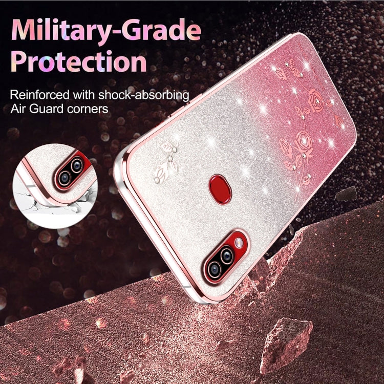For Samsung Galaxy A10s Gradient Glitter Flower All-inclusive Phone Case
