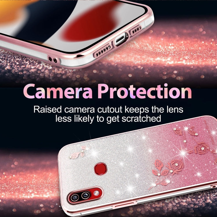 For Samsung Galaxy A10s Gradient Glitter Flower All-inclusive Phone Case