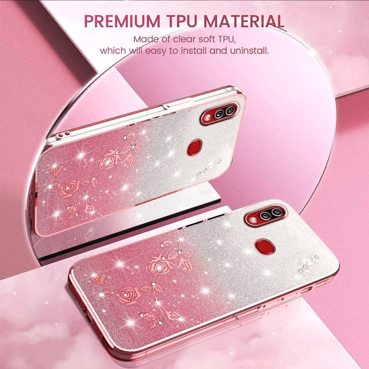 For Samsung Galaxy A10s Gradient Glitter Flower All-inclusive Phone Case