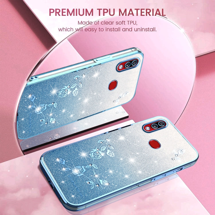 For Samsung Galaxy A10s Gradient Glitter Flower All-inclusive Phone Case