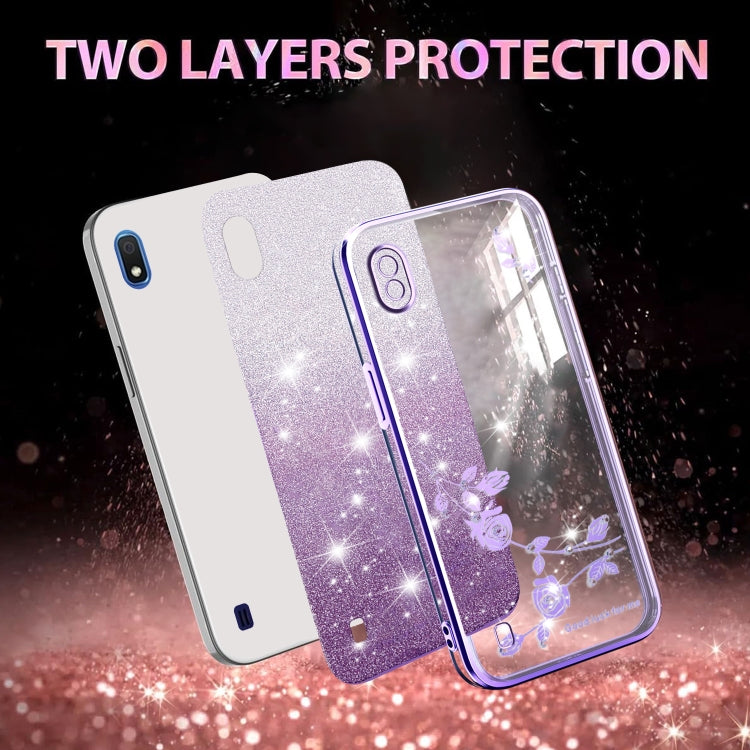 For Samsung Galaxy A10 Gradient Glitter Flower All-inclusive Phone Case