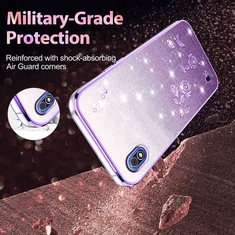 For Samsung Galaxy A10 Gradient Glitter Flower All-inclusive Phone Case