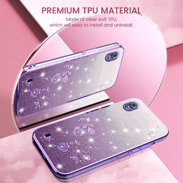 For Samsung Galaxy A10 Gradient Glitter Flower All-inclusive Phone Case