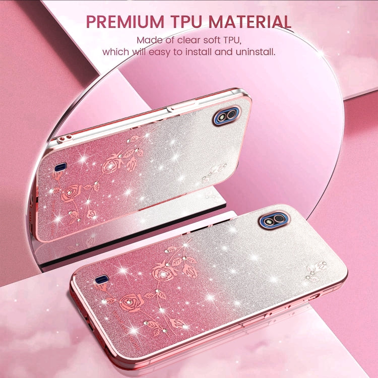 For Samsung Galaxy A10 Gradient Glitter Flower All-inclusive Phone Case