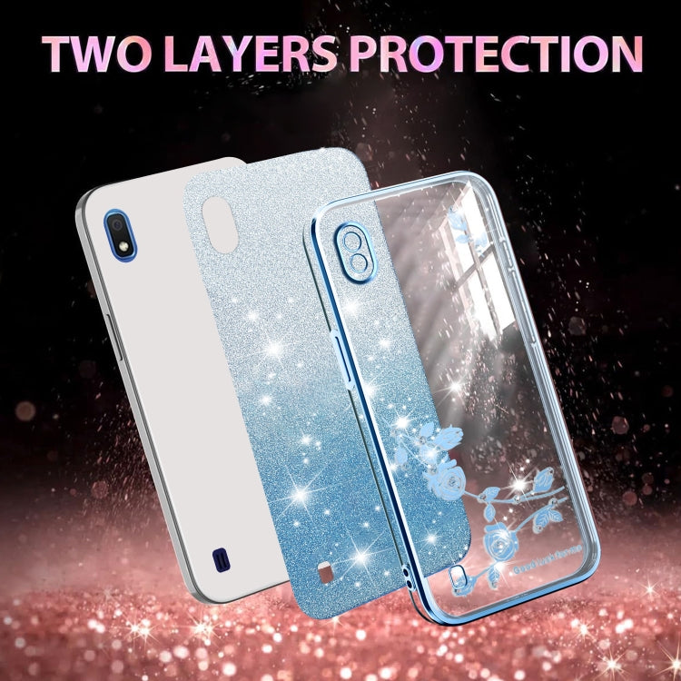 For Samsung Galaxy A10 Gradient Glitter Flower All-inclusive Phone Case