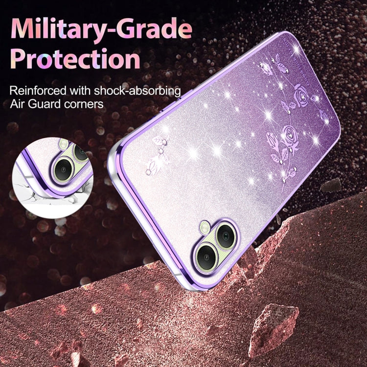 For Samsung Galaxy A06 4G Gradient Glitter Flower All-inclusive Phone Case