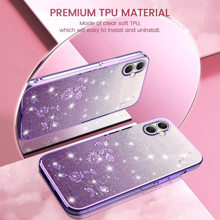 For Samsung Galaxy A06 4G Gradient Glitter Flower All-inclusive Phone Case