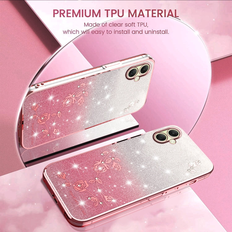 For Samsung Galaxy A06 4G Gradient Glitter Flower All-inclusive Phone Case