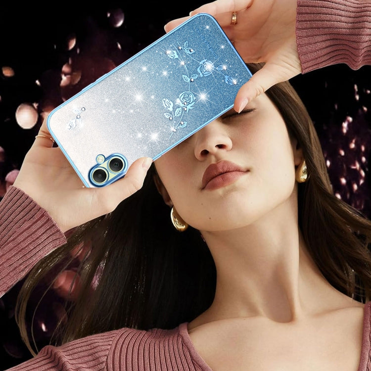 For Samsung Galaxy A06 4G Gradient Glitter Flower All-inclusive Phone Case