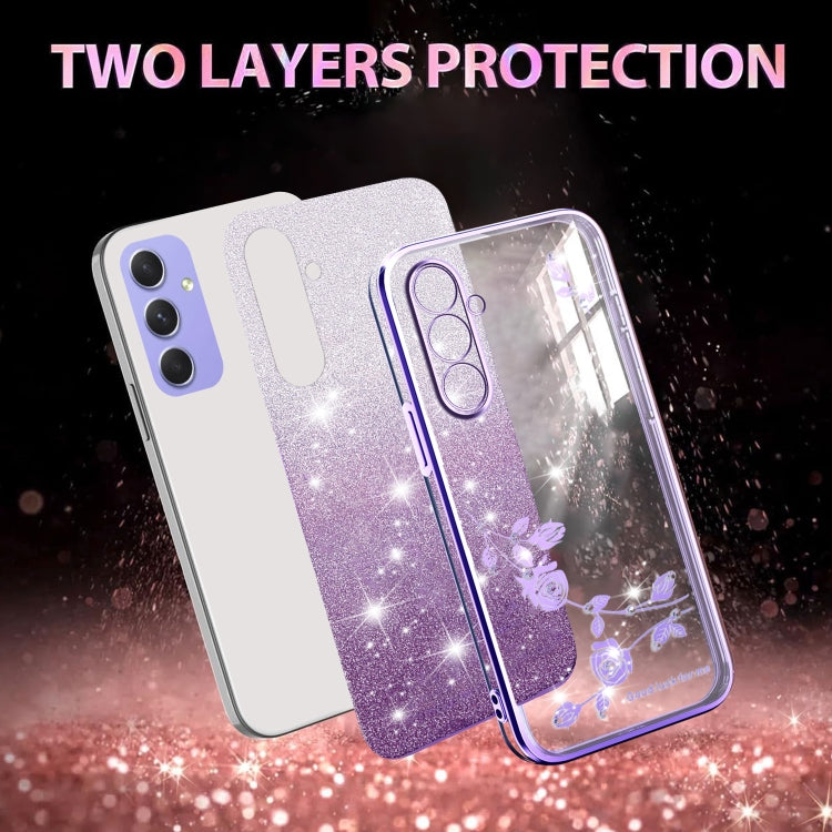 For Samsung Galaxy A55 Gradient Glitter Flower All-inclusive Phone Case