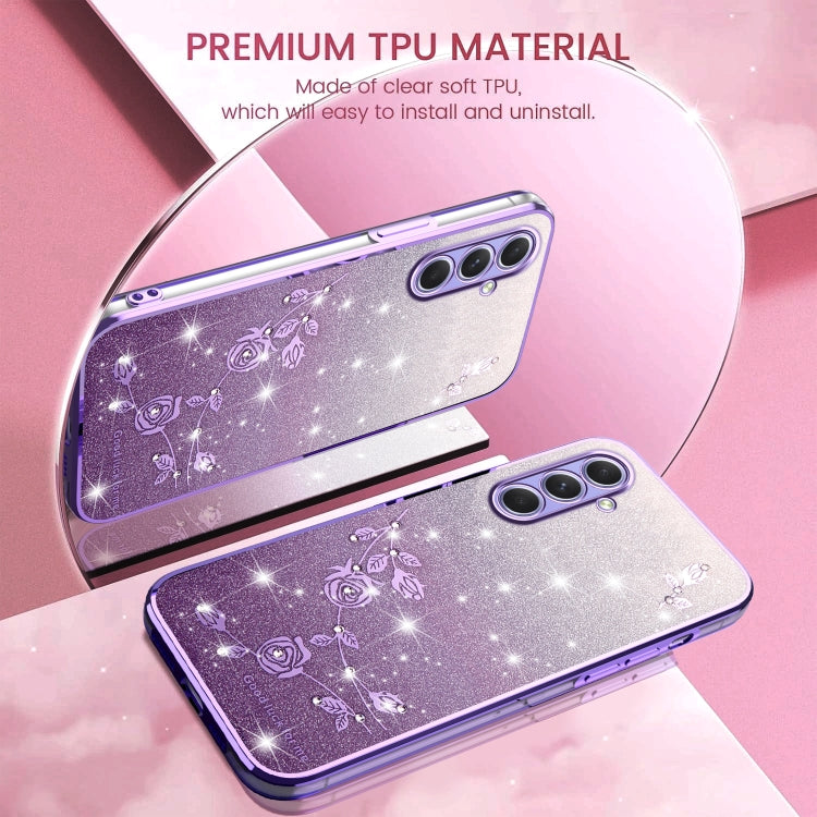 For Samsung Galaxy A55 Gradient Glitter Flower All-inclusive Phone Case