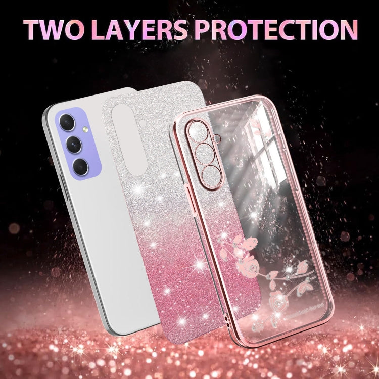 For Samsung Galaxy A55 Gradient Glitter Flower All-inclusive Phone Case