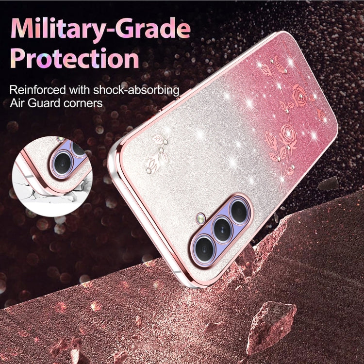 For Samsung Galaxy A55 Gradient Glitter Flower All-inclusive Phone Case