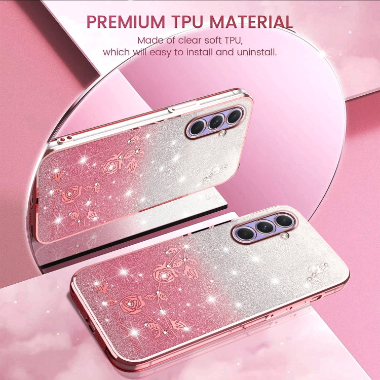For Samsung Galaxy A55 Gradient Glitter Flower All-inclusive Phone Case