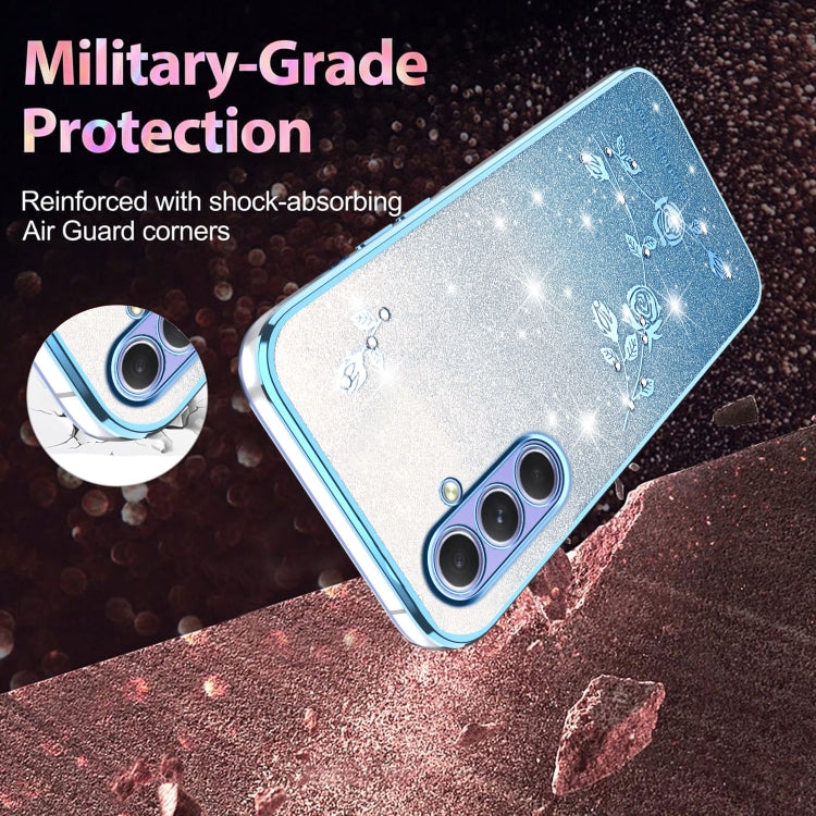 For Samsung Galaxy A55 Gradient Glitter Flower All-inclusive Phone Case