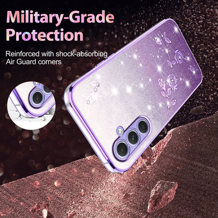 For Samsung Galaxy A54 5G Gradient Glitter Flower All-inclusive Phone Case