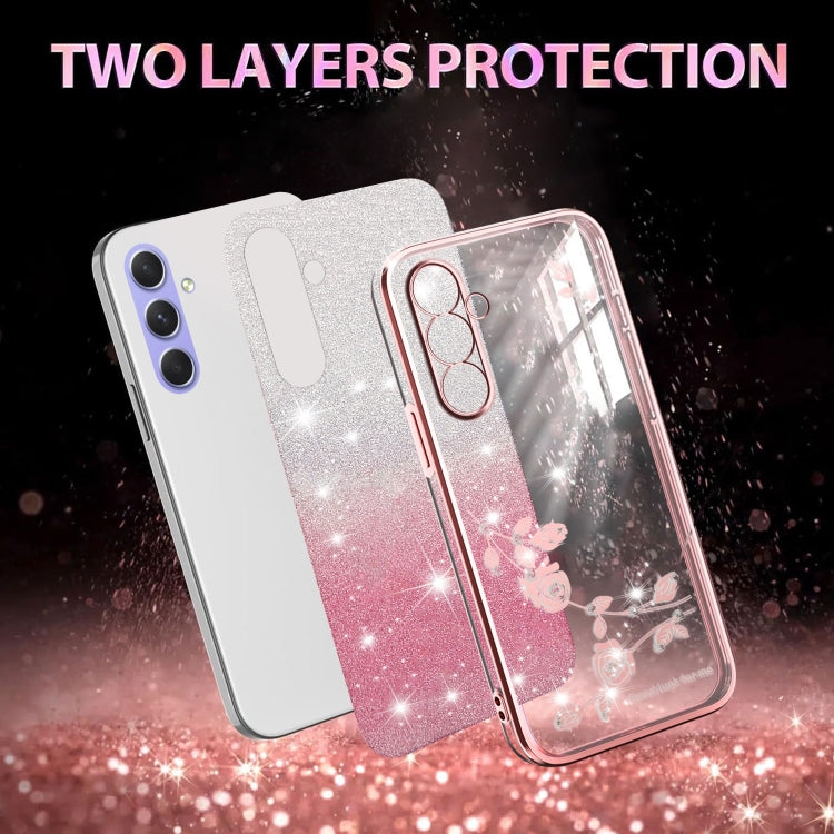 For Samsung Galaxy A54 5G Gradient Glitter Flower All-inclusive Phone Case