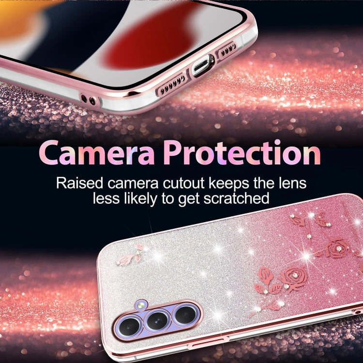 For Samsung Galaxy A54 5G Gradient Glitter Flower All-inclusive Phone Case