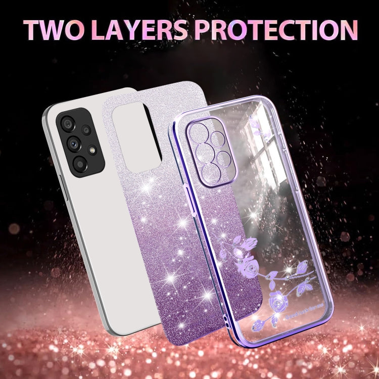 ForSamsung Galaxy A53 5G Gradient Glitter Flower All-inclusive Phone Case