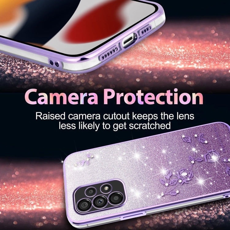 ForSamsung Galaxy A53 5G Gradient Glitter Flower All-inclusive Phone Case