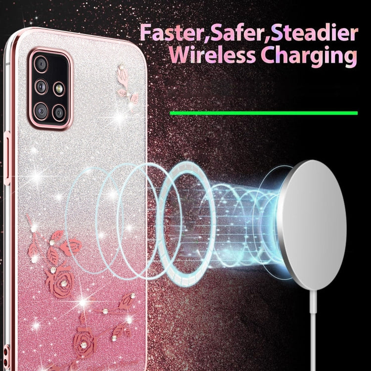 ForSamsung Galaxy A51 5G Gradient Glitter Flower All-inclusive Phone Case