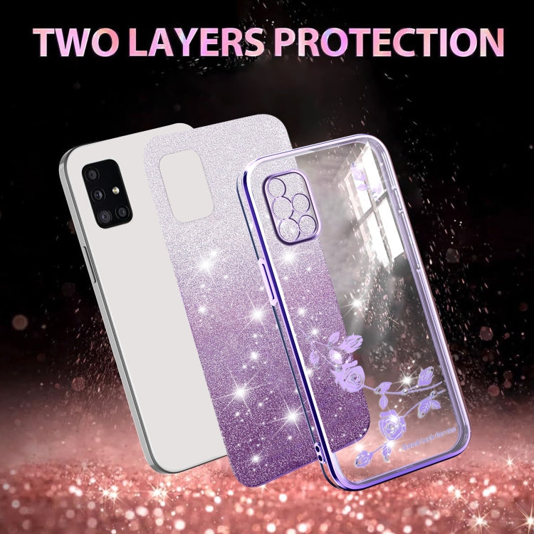 For Samsung Galaxy A51 4G Gradient Glitter Flower All-inclusive Phone Case