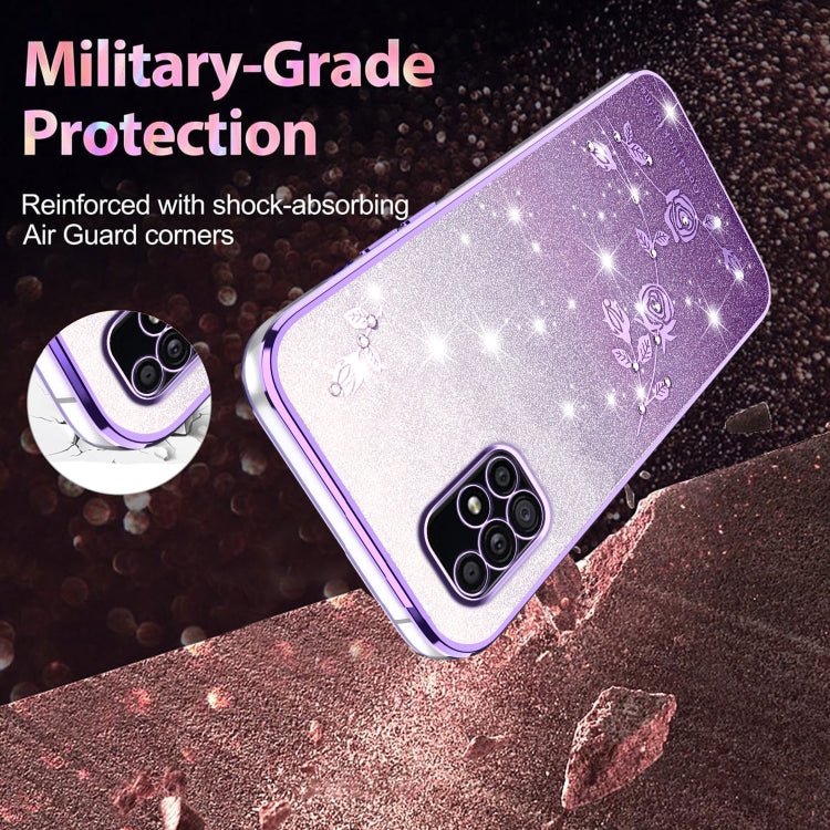 For Samsung Galaxy A51 4G Gradient Glitter Flower All-inclusive Phone Case