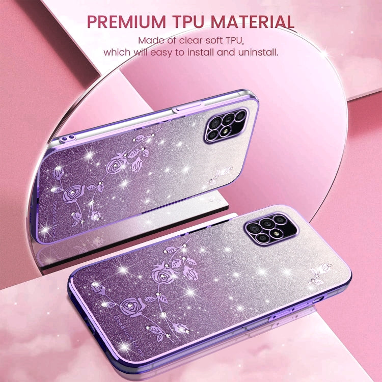 For Samsung Galaxy A51 4G Gradient Glitter Flower All-inclusive Phone Case