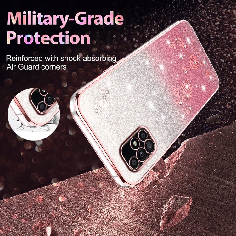 For Samsung Galaxy A51 4G Gradient Glitter Flower All-inclusive Phone Case
