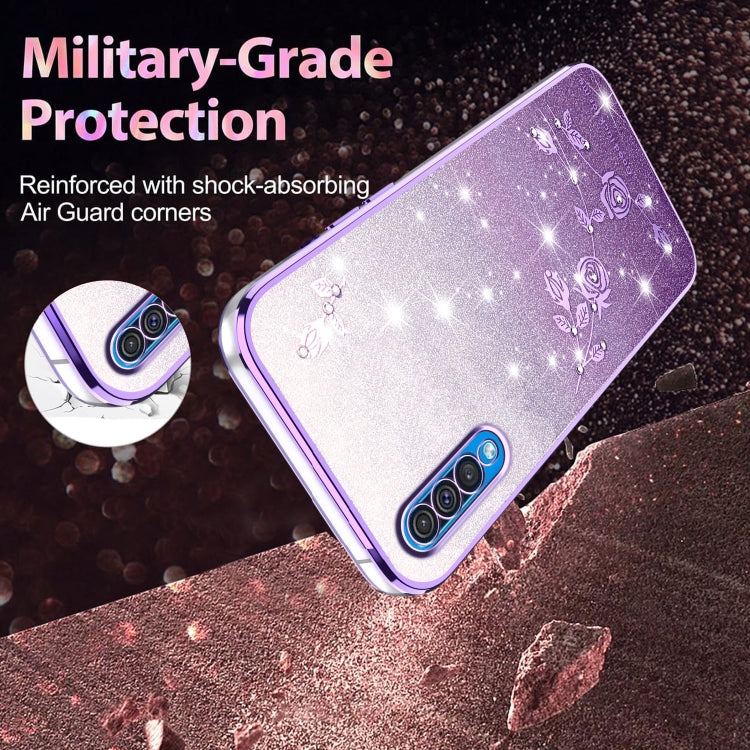 For Samsung Galaxy A50 Gradient Glitter Flower All-inclusive Phone Case